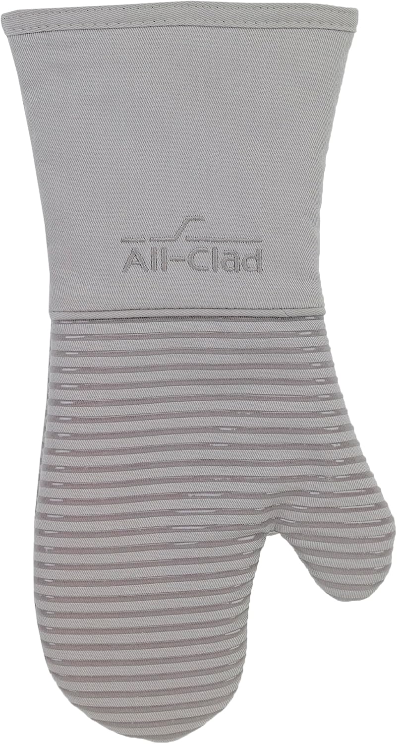 Single All-Clad Premium Silicone Oven Mitt in Titanium Gray, showing textured silicone grip