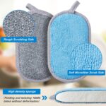 A pack of six CADONO dual-sided non-scratch scrub sponges in grey-blue color, suitable for kitchen cleaning.