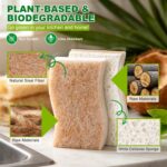A stack of HOMEXCEL brown S-shaped dual-sided natural dish sponges, highlighting their texture and quantity.
