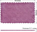 A stack of 12 purple coral fleece kitchen towels, neatly folded, showcasing their soft texture and rectangular shape.