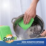 A stack of SCRUBIT 12-pack dual-sided scrub and wipe cleaning pads in assorted colors, showing both textured and soft sides.