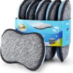 A pack of six gray and blue SCRUBIT multi-purpose kitchen sponges, one sponge shown with both sides visible.