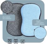 A pack of six gray and blue SCRUBIT multi-purpose kitchen sponges, one sponge shown with both sides visible.