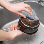 A pack of six gray and blue SCRUBIT multi-purpose kitchen sponges, one sponge shown with both sides visible.
