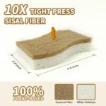 A dozen white cellulose and coconut fiber kitchen sponges, ergonomically shaped for easy grip, arranged neatly.